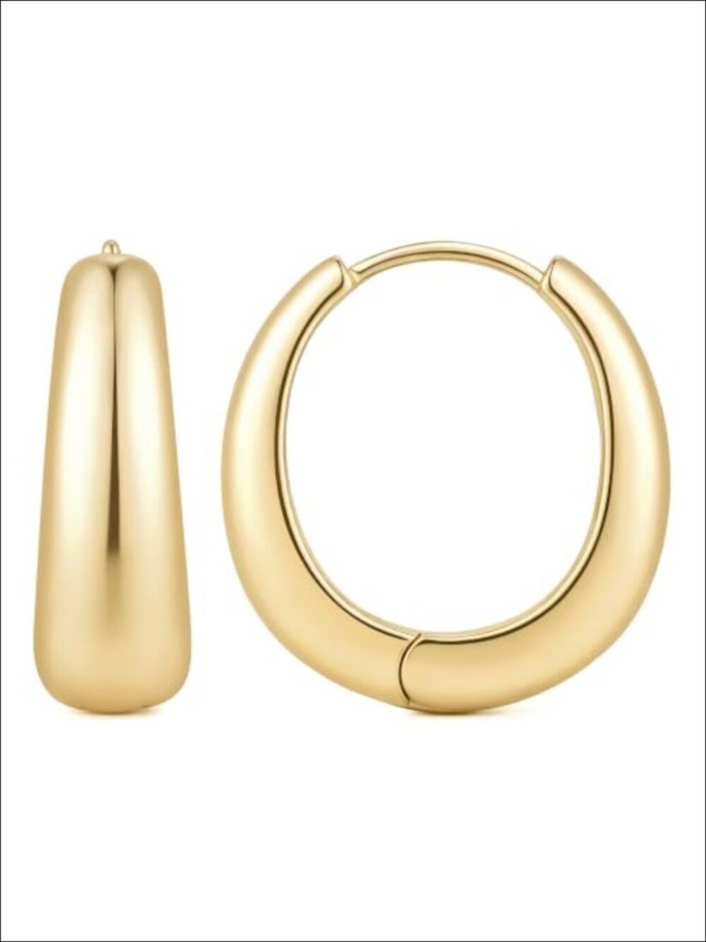 14K Gold Plated Chunky Hoop Earrings for Women Click Closure